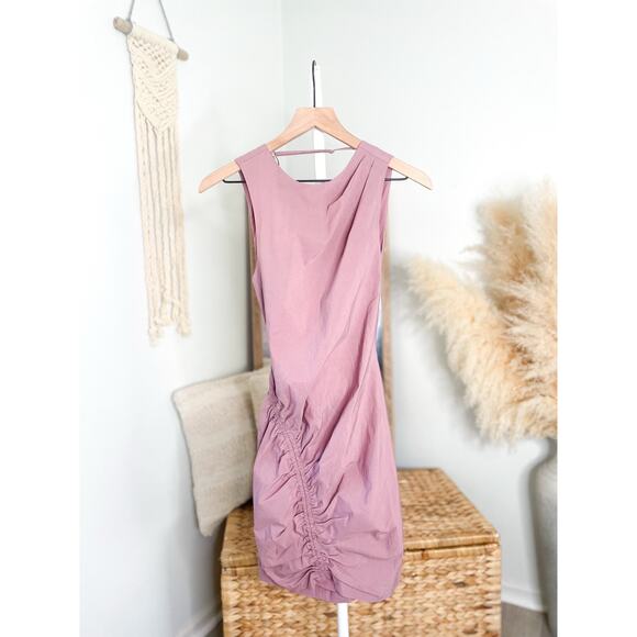 NWT Zara Ruched Bodycon Dress XS Pink Open Back Strappy Sleeveless Blogger Fave - Picture 4 of 9